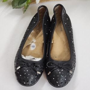WHIT Black Perforated Ballet Flats
